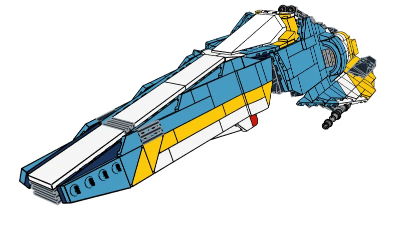 A LEGO spaceship rendered in the Instruction manual look